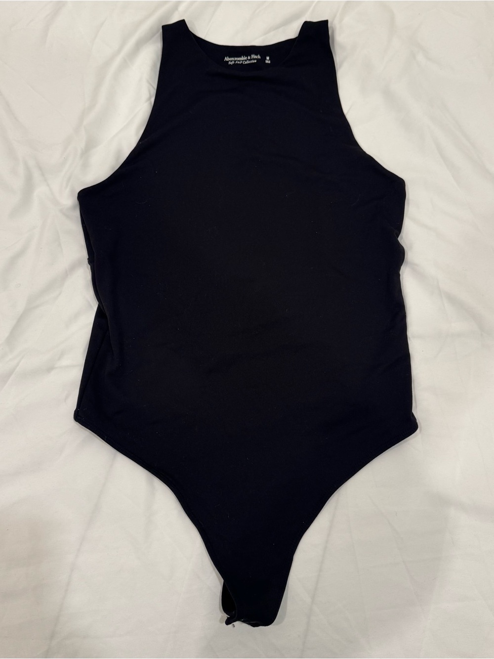 Abercrombie Soft A&F Black High Neck Open Back Cutout Bodysuit Medium Basic Chic